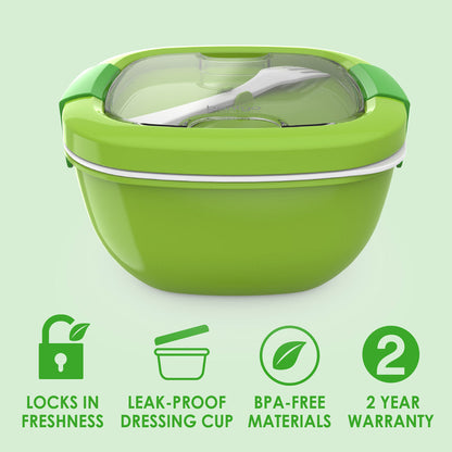 Bentgo® Salad Container (2-Pack) - Green | Locks In Freshness, Leak-Proof Dressing Cup, BPA-Free Materials, And Great For Hot Or Cold Meals