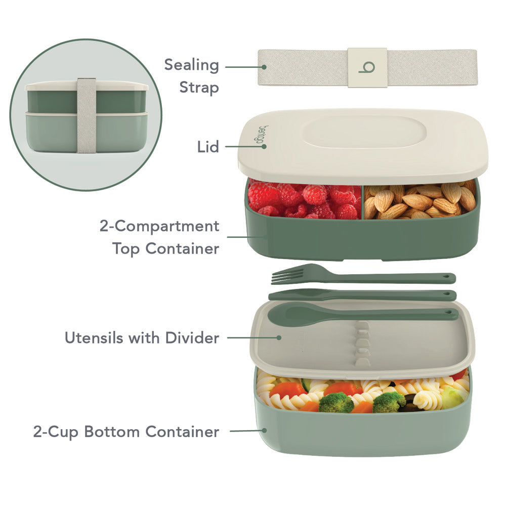 Bentgo® Deluxe 4-Piece Lunch Set | Bento Box Lunch Set - Khaki Green