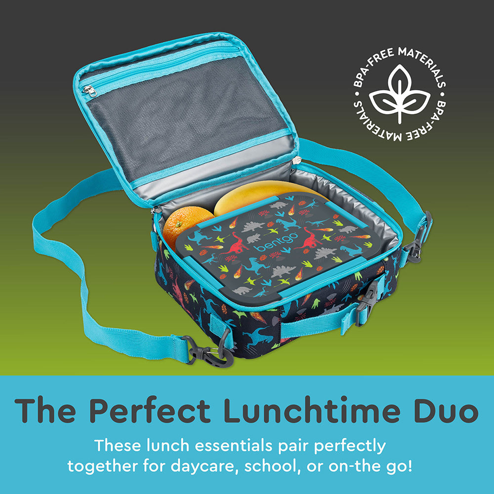 Bentgo® Kids Snap & Go 2-Piece Lunch Set - Dinosaur | The Perfect Lunchtime Duo - These Lunch Essentials Pair Perfectly Together For Daycare, School, Or On-The-Go!