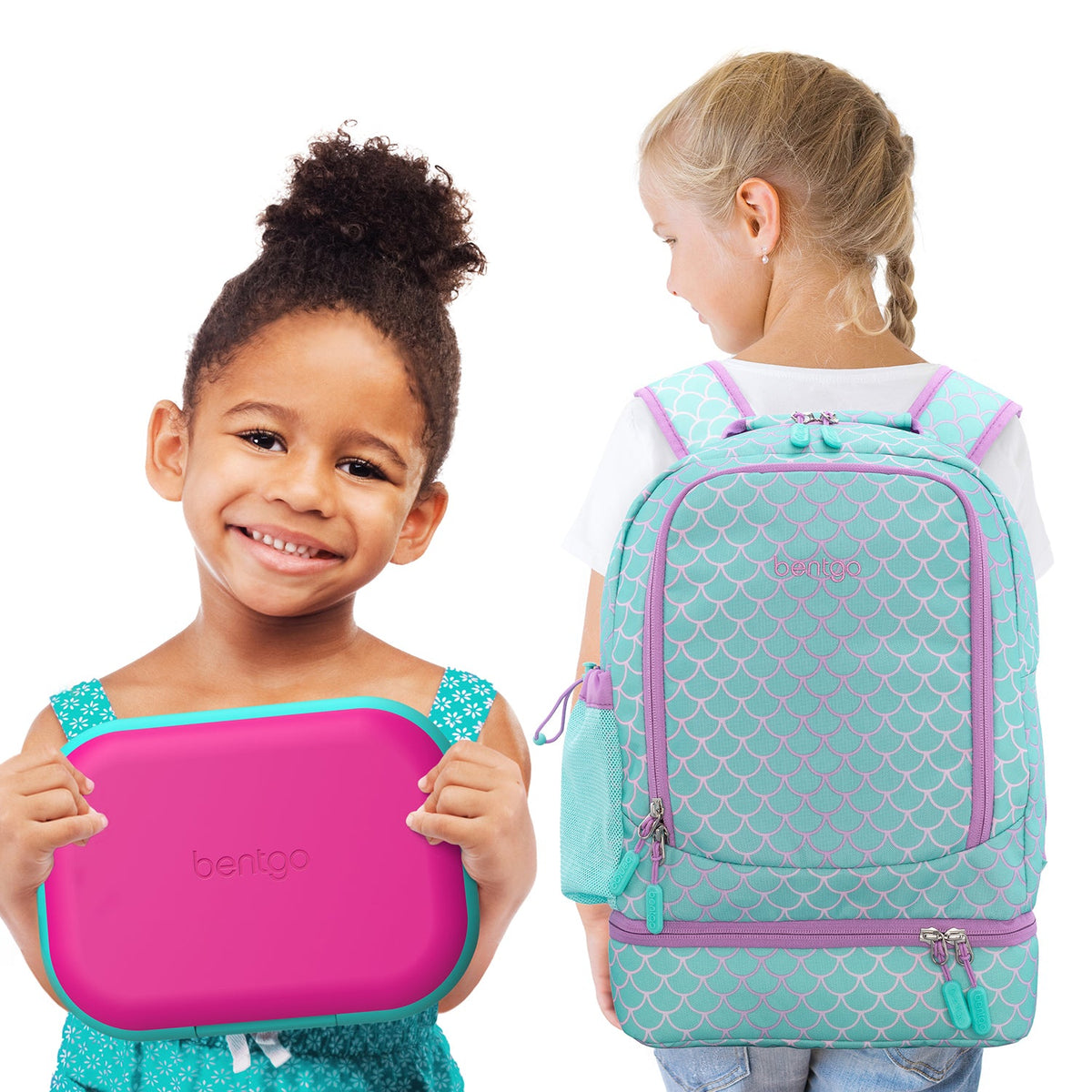Bentgo® Chill Kids Lunch Box & Backpack / Mermaid Scales / Fuchsia