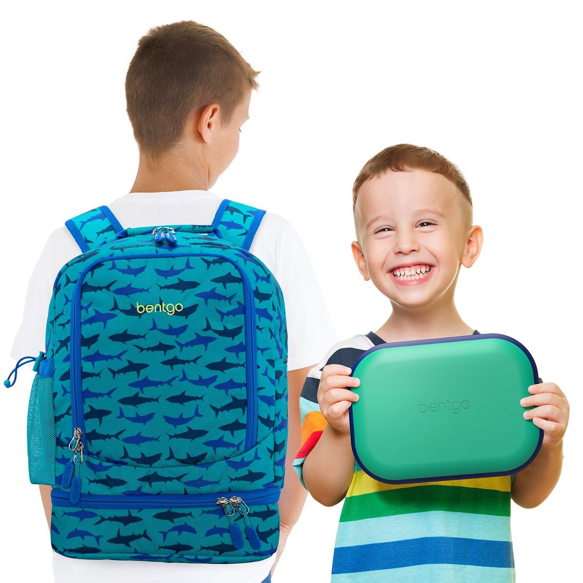 Bentgo® Chill Kids Lunch Box & Backpack - Sharks/Green