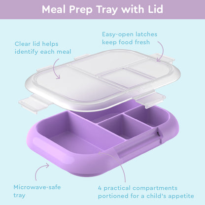 Bentgo® Chill Kids Lunch Box & 2 Extra Trays with Lids - Vivid Orchid Speckle | Meal Prep Tray With Lid Helps Identify Each Meal, Easy-Open Latches Keep Food Fresh, And 4 Practical Compartments Portioned For A Child’s Appetite