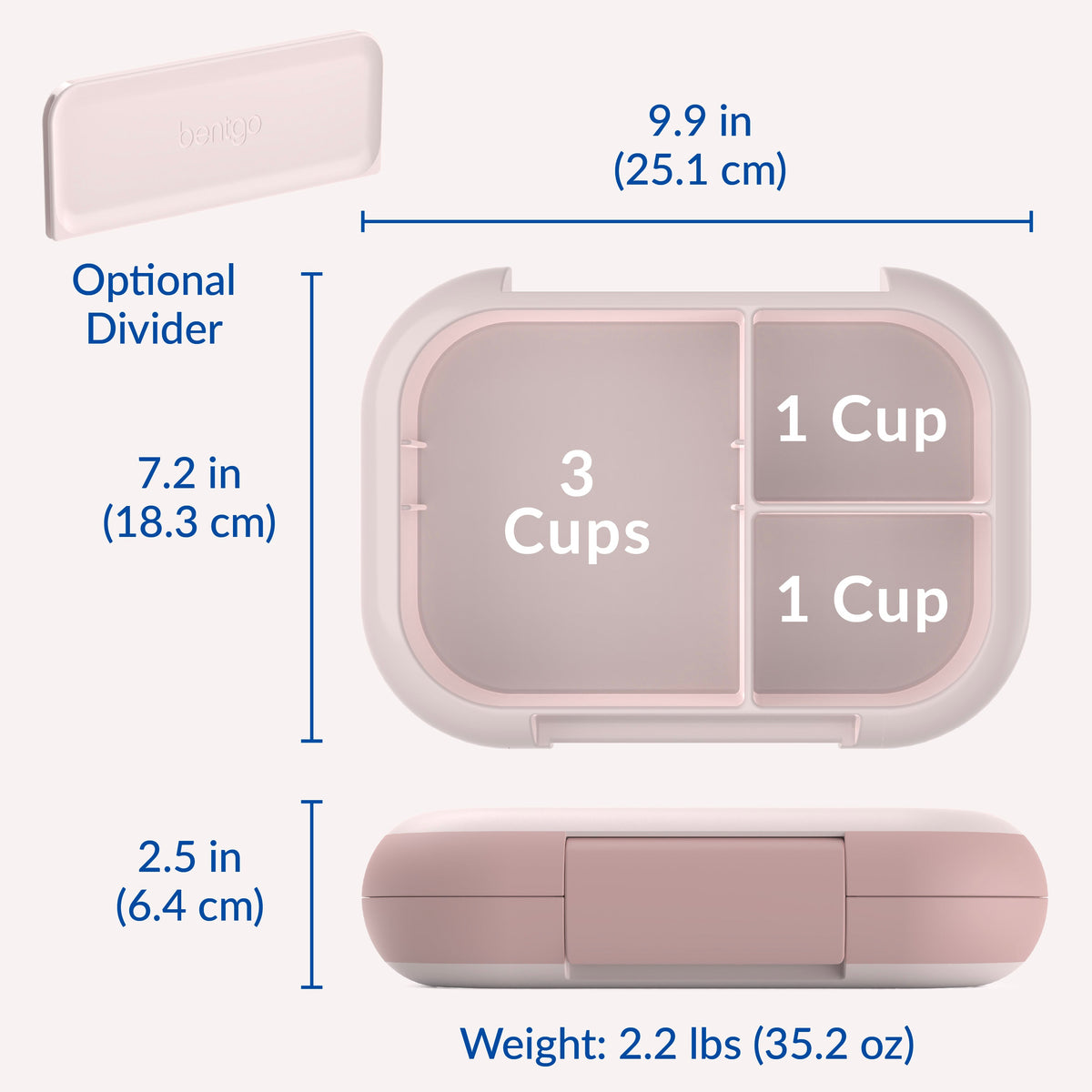Bentgo® Chill Max Lunch Box - Pink Cloud and Blush | Dimensions