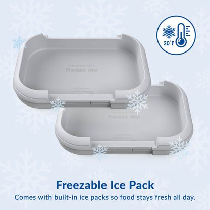 Bentgo® Chill Max Lunch Box (2-Pack) - Fog/Deep Teal & Canal/Sail Blue | Freezable Ice Pack - Each Lunch Box Comes With Built-In Ice Packs So Food Stays Fresh All-Day