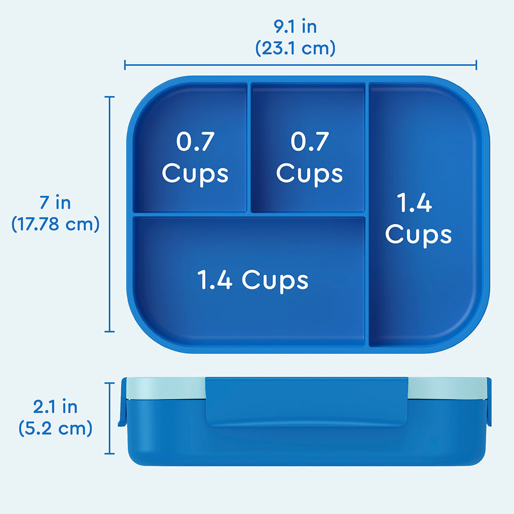 Bentgo® Kids Snap & Go Lunch Box | Blue - Product Dimensions