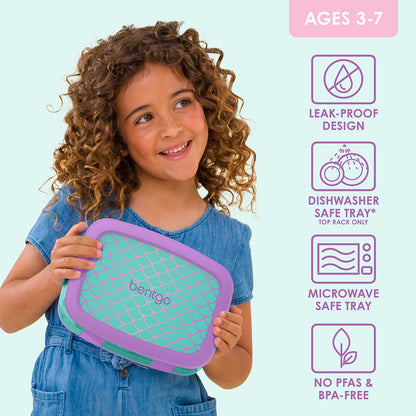 Bentgo Kids Prints Lunch Box - Mermaid Scales | Leak-Proof Design, Dishwasher Safe Tray (Top Rack Only), Microwave Safe Tray And No PFAS & BPA-Free