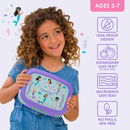 Bentgo Kids Prints Lunch Box - Mermaids in the Sea | Leak-Proof Design, Dishwasher Safe Tray (Top Rack Only), Microwave Safe Tray And No PFAS & BPA-Free