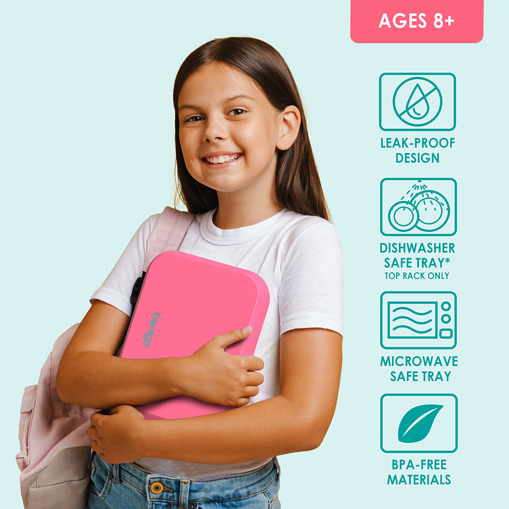 Bentgo® Pop Lunch Box- Bright Coral/Teal | Leak-Proof Design, Dishwasher Safe Tray - Top Rack Only, Microwave Safe Tray, And Made With BPA-Free Materials