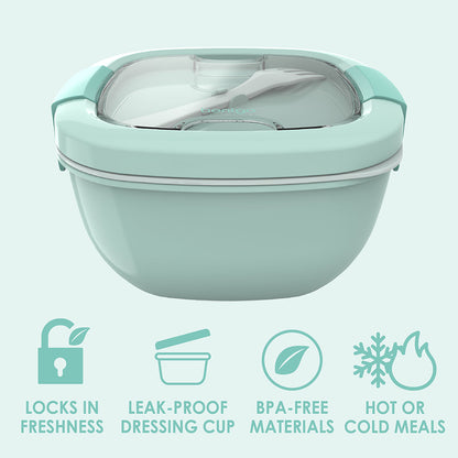 Bentgo® All-in-One Salad Container - Coastal Aqua | Locks In Freshness, Leak-Proof Dressing Cup, BPA-Free Materials, And Great For Hot Or Cold Meals