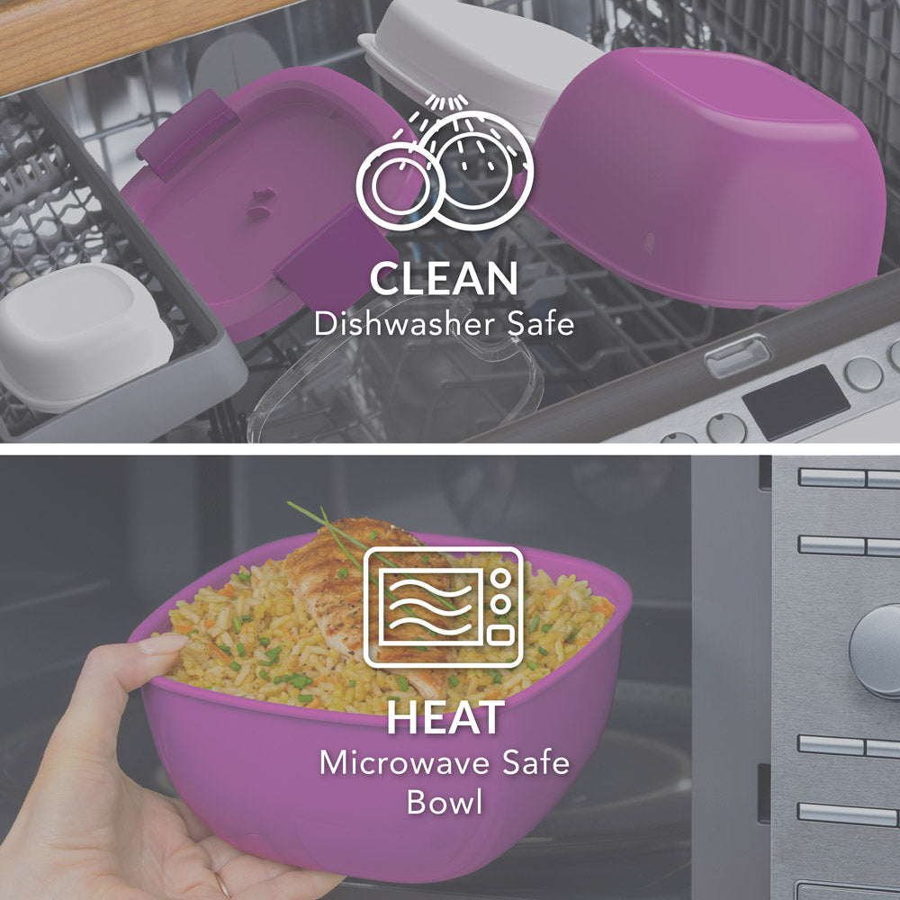 Bentgo® All-in-One Salad Container - Purple | Dishwasher Safe and Microwave Safe