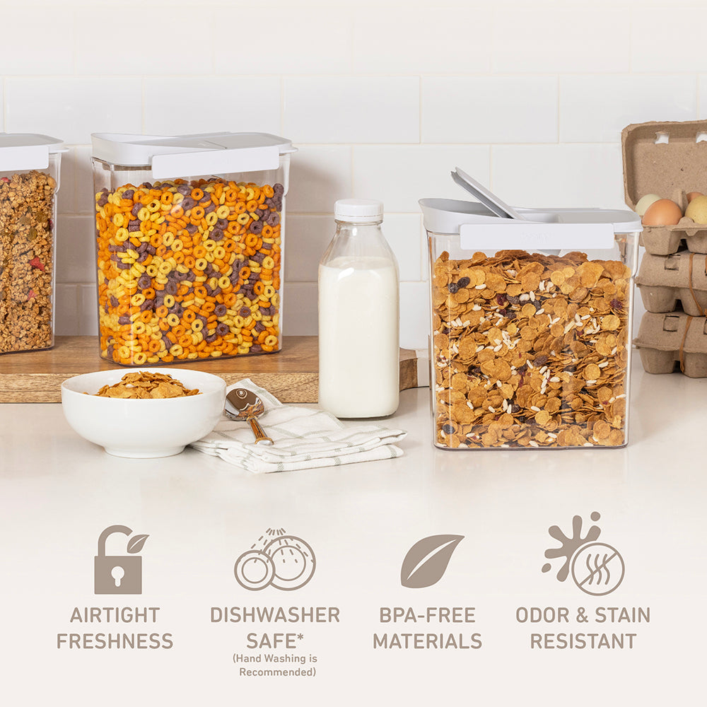 Bentgo® Pantry Airtight Cereal Containers (6-pcs) - Snow | Airtight Freshness, Dishwasher Safe, Made With BPA-Free Materials, And Odor & Stain Resistant