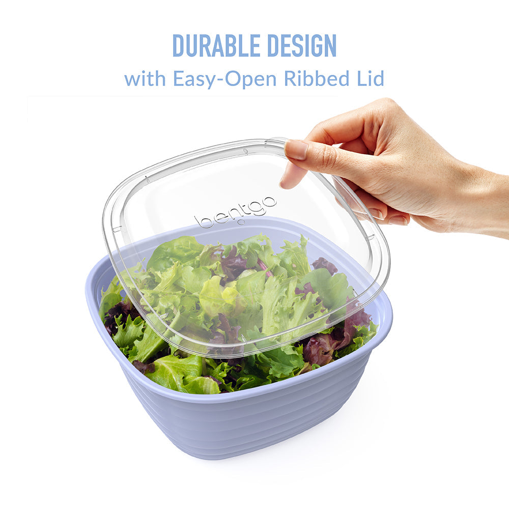 Bentgo® Prep 1-Compartment Bowls - Periwinkle | Durable Design With Easy-Open Ribbed Lid