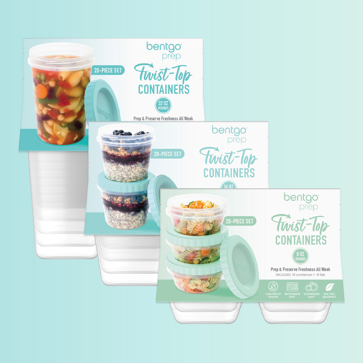 Bentgo® Prep Twist-Top Containers (60-Piece) - Packaging