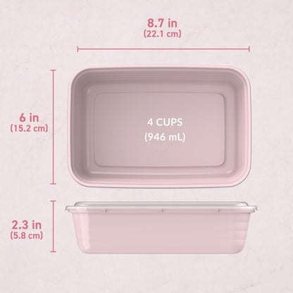 Bentgo® Prep 1-Compartment Meal Prep Containers (20-Piece) - Blush Pink | Dimensions