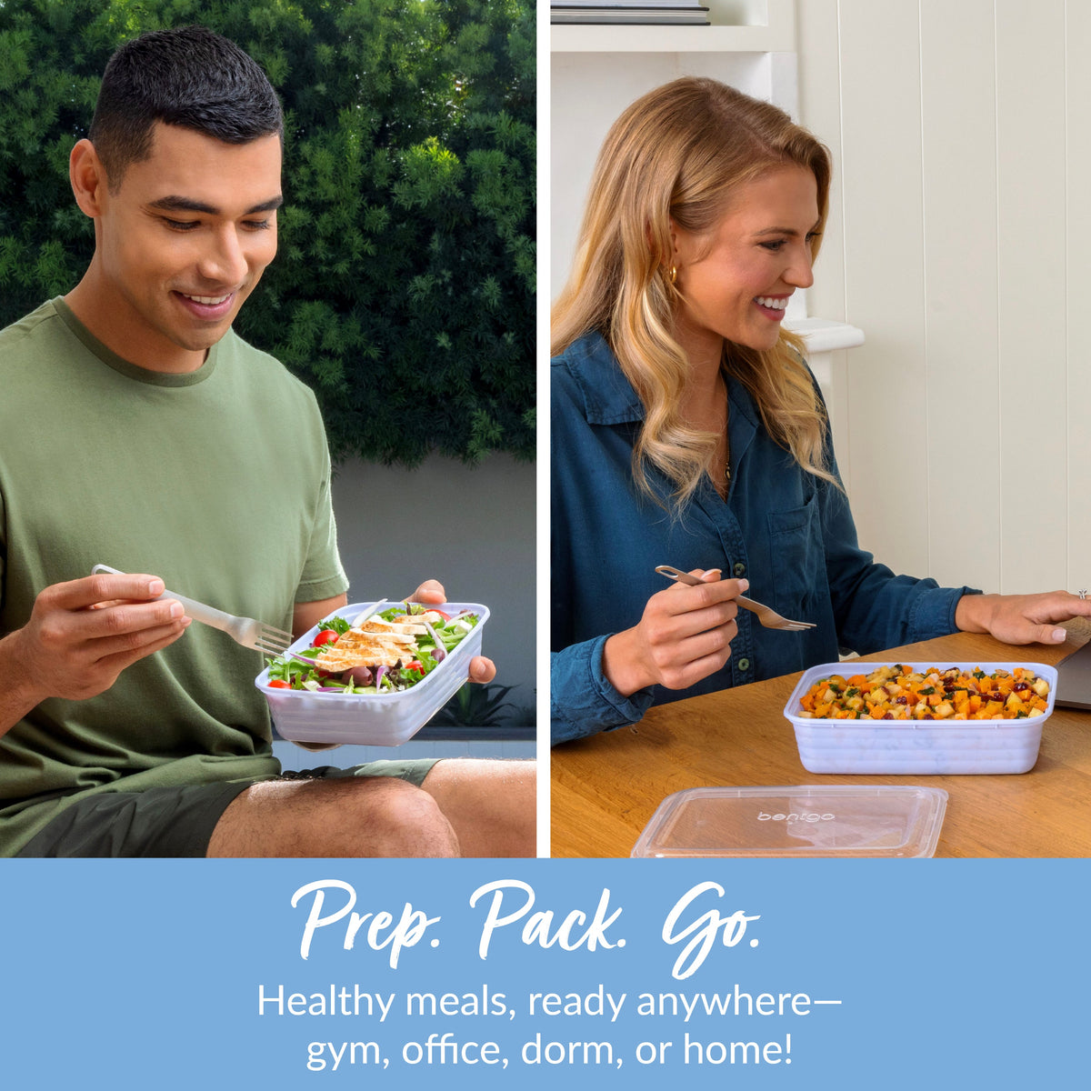 Bentgo® Prep 1-Compartment Meal Prep Containers (20-Piece) - Periwinkle | Prep. Pack. Go. - Healthy Meals, Ready Anywhere - Gym, Office, Dorm, Or Home!