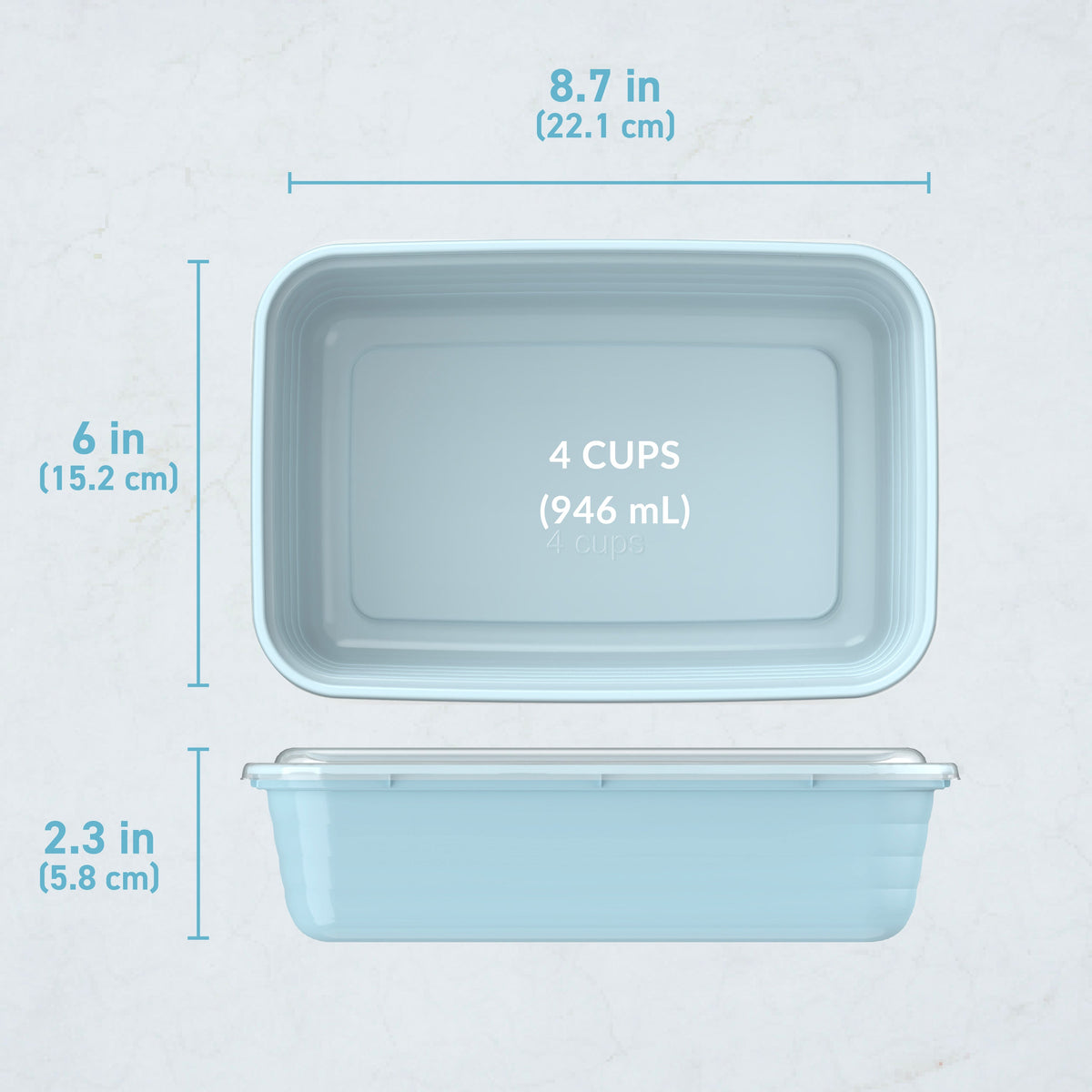 Bentgo® Prep 1-Compartment Meal Prep Containers (20-Piece) - Sky | Dimensions
