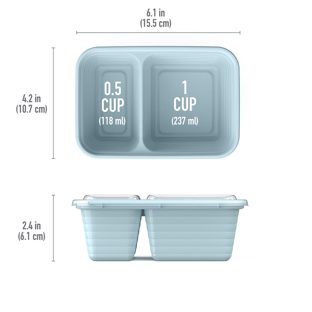 Bentgo® Prep 2-Compartment Snack Containers (20-Piece) - Sky | Product Dimensions