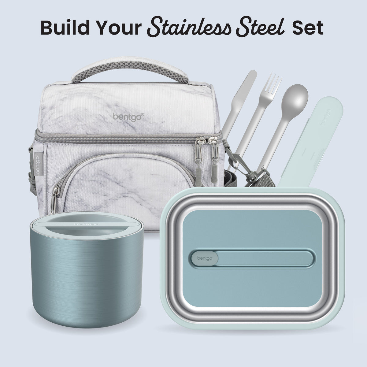 Bentgo® MicroSteel Lunch Box - Aqua | Built Your Stainless Steel Set
